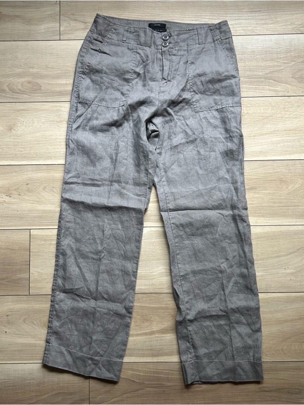 Tahari women’s 8 Light Gray 100% linen natural fiber slacks
